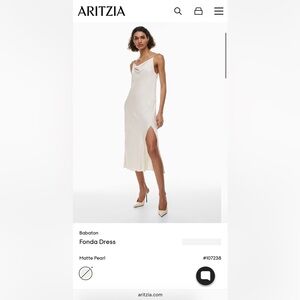 ARITZIA, Babaton Fonda dress, Ivory Satin Cowl Midi Dress with Side Slit